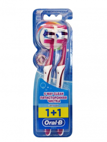 Oral-B зубная щетка Комплекс Пятисторонняя чистка средняя 1+1шт бесплатно