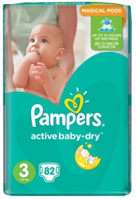 Pampers подгузники Active Baby-Dry Midi №3 5-9 кг 82 шт