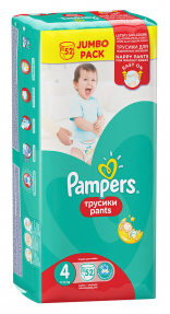 Pampers Pants подгузники-трусики №4 8-14кг 52шт